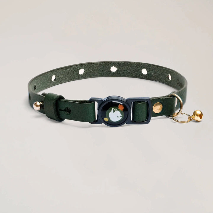 Handmade Leather Collar - Emerald