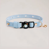 Handmade Leather Cat Collar - Sky