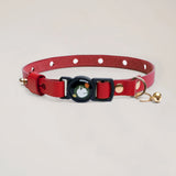 Handmade Leather Cat Collar - Ruby